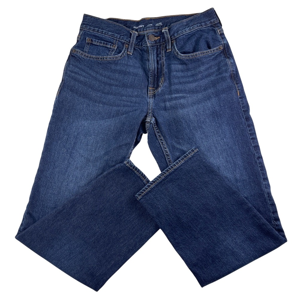 Old Navy Loose Built-In Flex Jeans Mens 29x30 Dark Wash Denim Straight Leg Pants - Picture 3 of 7